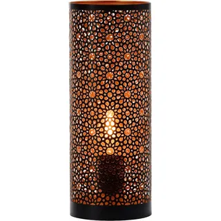 Orientalische kleine Tischlampe Lampe Naziha 30cm Schwarz | Marokkanische Tischlampen klein aus Metall, Lampenschirm Schwarz | Nachttischlampe Ramadan, für Vintage, Retro & Landhaus Stil Design