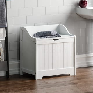 Bath Vida Priano Badezimmer-Wäscheschrank, Aufbewahrungsschrank, Truhenkorb, Holzkorb, Weiß