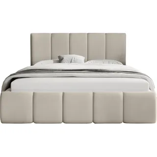 FEDVE Polsterbett Doppelbett Buchel Schlafzimmer Bett Bettkasten 200x200 cm Beige (Magic Velvet 2201) - Beige