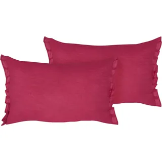 Beliani Sassafras Dekokissen 45 x 30 cm Burgunderrot