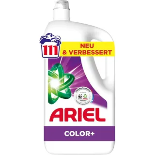 Ariel Flüssigwaschmittel, 111 Wäschen, Color+, Fleck-Weg-Power beim 1. Waschen, selbst in kaltem Wasser