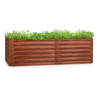 blumfeldt Rust Grow Hochbeet Gartenbeet, verzinktes Stahlblech, Materialstärke: 0,6 mm, einfache Montage, Rost-Finish, 200 x 60 x 100 cm (BxHxT) Rost - Braun