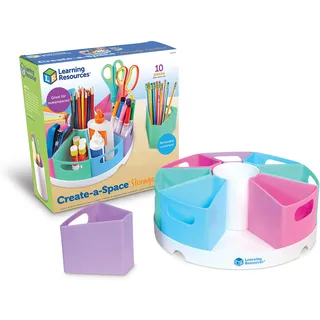 Learning Resources Create-A-Space Stiftehalter mit Utensilien-Center (Pastell), Stiftaufbewahrung, Tisch-Organizer, Ideal für Klassenzimmer und Schreibtisch, abwischbarer Kunststoff, 10-teiliges Set