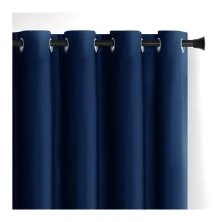 AmeliaHome Set Vorhang H 270 x B 140 cm mit Raffhalter 54 x 10 cm Velvet Optik Indigo 1 St. Ösenschal Samt Halbverdunkelungsvorhang Fensterdekoration Dekoschal Dekorvorhang
