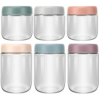Pavlleen 6 Stück Overnight Oats Gläser,Einmachgläser mit Schraubdeckel,für Salat,Chutney,Joghurt,Pudding,Marmelade,Einlegen,Babynahrung,klein Gläser mit Deckel Als Mason Jar Meal Prep Boxen