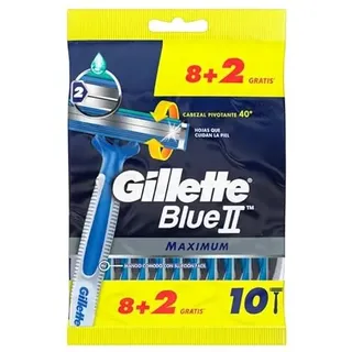 Gillette BlueII Maximum Einwegrasierer für Herren, mit 2 Klingen, schwenkbarer Kopf x 10