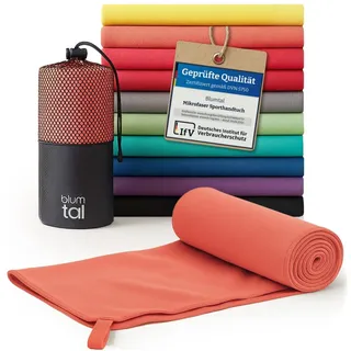 Blumtal Mikrofaser Handtuch 120x60 cm leicht & extra saugstark - schnelltrocknende Microfaser Handtücher - Fitness Handtuch/Mikrofaser Strandtuch/Gym Towel - Reisehandtuch kompakt - Coral - Rot