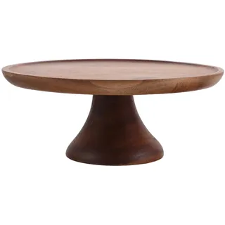 Sosoport Serviertablett Aus Akazienholz Rundes Holztablett Mit Stabilem Fuß FüR Kuchen Snacks Und Cupcakes Elegantes Obstteller Servierplatte FüR Wohn Und Esszimmer