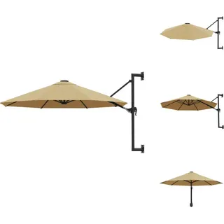 vidaXL Sonnenschirm Wandmontage mit Metallmast 300 cm Taupe - Sonnenschirme & Sonnenschutze - Taupe