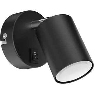 ledscom.de Wandspot WAIKA, einflammig, mit Schalter, GU10, schwarz matt, inkl. 630lm LED GU10 Lampe, warm-weiß