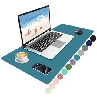 Niviy Schreibtischunterlage 80x40cm Tischunterlage XXL Mauspad Leder,Schreibtischmatte Rutschfester PU Schreibunterlage Tischschutz Unterlage Wasserdichter Mousepad für Büro,Home und Laptop Azurblau