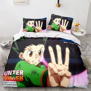 3tlg. Anime Hunter X Hunter Bettbezug Set Gon Freecss Kinder Bettwäsche Kissenbezug - Gon Freecss T02 - 200 x 200cm