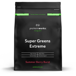 Protein Works Super Greens Extreme , 150+ Gesundheitliche Vorteile , 41 Aktive Inhaltsstoffe , Vegan & Glutenfrei , 41 Portionen , Sommerbeeren-Explosion , 500g