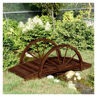 Gartenbrücke mit Rad-Design 99x50x38 cm aus massivem Tannenholz, Teichdekoration, Gartendekoration
