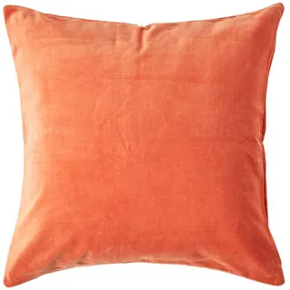 Homescapes Kissenhülle Baumwollsamt orange 40/40 cm , Orange , Textil , Uni , Quadratisch , 40x40 cm , Oeko-Tex® , Heimtextilien, Bezüge, Kissenbezüge