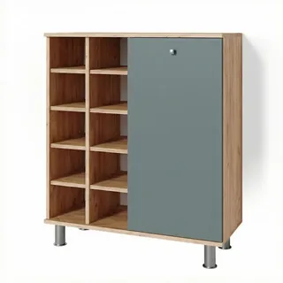 Vicco Badschrank Fynn Grün 78.4 x 91.6 cm , Holzwerkstoff , 13 Fächer , Rechteckig , 78.4x91.6x34 cm , Badezimmer, Badmöbel, Midischränke