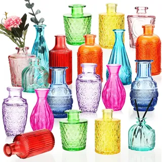 20-teiliges Glasvasen-Set, kleine Vasen für Blumen, Vintage-Blumenvase in Großpackung, niedliche Glasvasen für Tafelaufsätze, rustikale dekorative Glasvase für Hochzeitstisch, Zuhause,