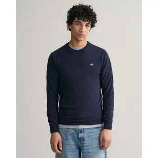 Gant für Herren. 87211 Marineblauer Pullover mit Rundhalsausschnitt (M), Lässig, Wolle