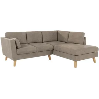 S-Style Möbel Ecksofa Mario Dunkelbeige Microfaser , Beige , Textil , Echtholz,Buche , Füllung: Silikon,Komfortschaum , L-Form,L-Form , 221x186 cm , Hergestellt in Europa, Oeko-Tex® , Wohnzimmer, Sofas & Couches, Wohnlandschaften, Ecksofas