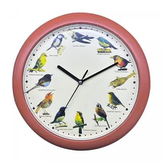 HERZBERG Herzberg, HG03701-WOO, Vogelgesang-Uhr aus Holz, singende Uhr, beruhigende Melodien, vielfältige Vogelsymphonie, lehrreich für Kinder, einfache Installation, langlebiges PP-Material