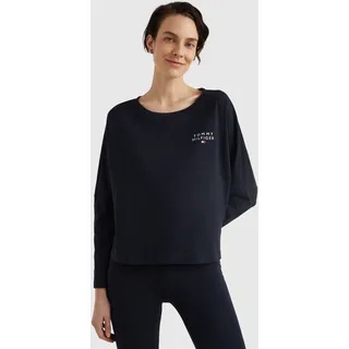 Langarmshirt "LONG SLEEVE T-SHIRT", Damen, Gr. XL (42/44), schwarz (desert, sky), Single Jersey, Obermaterial: 96% Baumwolle, 4% Elasthan, TOMMY HILFIGER UNDERWEAR, unifarben, bequem hüftlang, U-Boot-Ausschnitt, Fledermausärmel,mit Ärmelbesatz, Shirts Langarmshirt, mit interessanten Ärmeldetails und Tommy Hilfiger Markenlabel