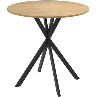 Homcom Esstisch, Runder Küchentisch für 2 Personen im Industriestil mit Stahlbeinen , Eichefarben , Metall , 80x75x80 cm , Esszimmer, Esstische