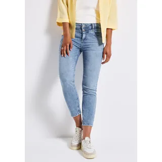 STREET ONE "Style YORK", Damen, Gr. 32, Länge 26, blau (light blau), Denim/Jeans, Obermaterial: 81% Baumwolle, 16% Polyester, 3% Elasthan, unifarben, slim fit 7/8-Länge, Jeans, mit Stretch