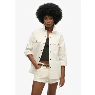 Superdry für Damen. W4010465A Workwear-Hemd weiß (L), Lässig, Baumwolle, Langarm