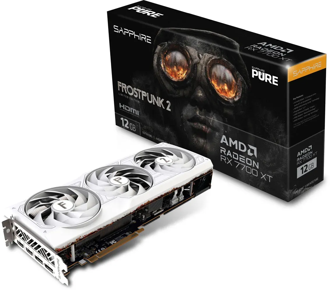 Bild von Pure Radeon RX 7700 XT Frost Punk 2 Edition, 12GB GDDR6, 2x HDMI, 2x DP, lite retail (11335-08-50G)