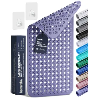 homerella Badewannenmatte rutschfest 88x39cm inkl. 2 Haken zum Trocknen