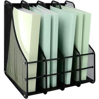 Metall Büro Organizer 4 Fach Magazine Halter Schreibtisch Aufbewahrung - Schwarz