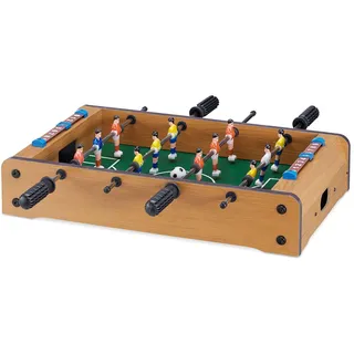 Relaxdays 10022515 Tischkicker, Kinder, Erwachsene, Holz-Optik, robust, Tischfußball, H x B x T: 11 x 51 x 50 cm, grün-braun