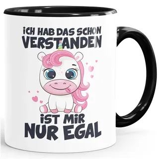 MoonWorks® Kaffee-Tasse Einhorn Ich hab das schon verstanden es ist mir nur egal Bürotasse Kein Bock lustige Kaffeebecher weiß-innen-schwarz standard