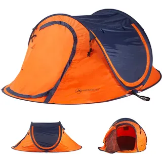 HikeMeister® Campingzelt Pop Up Zelt für 2 Personen - Wurfzelt - Atmungsaktiv - 2 Mann Camping Zelt Festival Zelt Angel Zelt Schnellaufbau - Orange, Blau