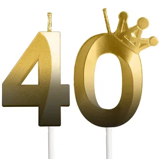 Geburtstagskerzen Zahlen mit Krone 40, 3D Schwarzes Gold Geburtstagskerzen, Geburtstag Kerzen,Kerzen Geburtstag für Mädchen Junge Dekoration Hochzeit Geburtstag Jubiläum Feier Lieferungen