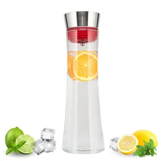 bremermann Glaskaraffe 1 Liter Carola, rot, Edelstahl, Silikon , Rot , Glas , Geschirr, Kannen & Karaffen, Wasserkaraffen & Krüge