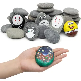 KAHEIGN 20Pcs Steine zum Bemalen Malsteine, 1,9kg 5-8cm Kieselsteine Aquarium Steine Dekosteine Garten Flusssteine zum Bemalen von natürlichen glatten Felsen für Bastelarbeiten, Schule Malerei