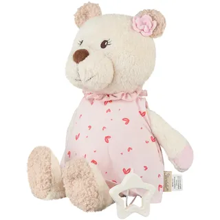 Sterntaler Spieluhr L Bär Betty, Kinder- und Babyspielzeug, kuschliger Flausch und bedrucktes Jersey, herausnehmbares Spielwerk, Sternengriff, Melodie: Brahm’s Wiegelied, 29×25×9,5 cm, cremeweiß