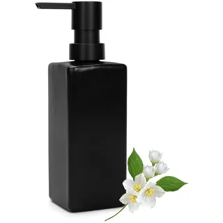 Seifenspender, Spülmittelspender Küche, Soap Dispenser mit Tablett, Seifen und Spülmittelspender Set, Shampoo Spender, 350ml Spülmittelspender schwarz für Küche und Dusche