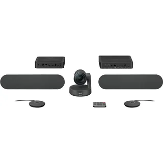 Logitech Rally Plus Kit für Videokonferenzen USB type C A B RJ45 Mini XLR HDMI Windows macOS Chrome OS
