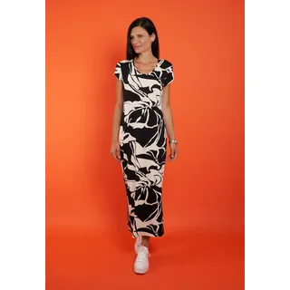 Maxikleid SEIDEL MODEN, Damen, Gr. 42, N-Gr, beige (beige,18), Jersey, Obermaterial: 96% Viskose, 4% Elasthan, bedruckt, geblümt, körpernah lang, Rundhals, Kleider Maxikleid, mit floralem Muster, MADE IN GERMANY