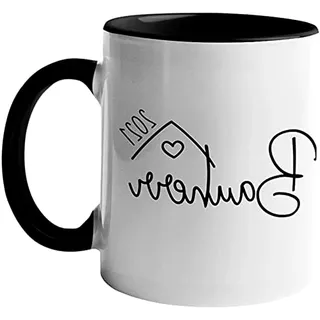 Personalisierte Keramiktasse | für den Hausbau mit Jahreszahl | Bauherr 1 | Tasse als Blickfang auf der Baustelle | Geschenk zum Richtfest | Henkel und Innen schwarz