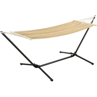 [en.casa] Hängematte, Surte mit Gestell 200x100 cm Beige