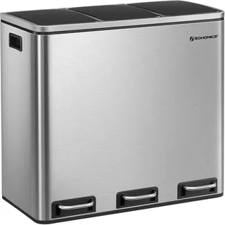 Songmics Mülleimer 54 l Silber/Tintenschwarz