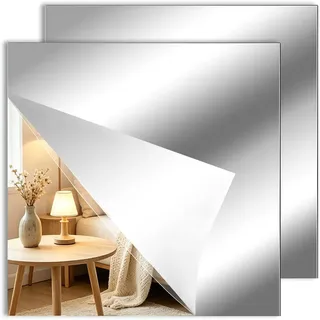 Wlicon 2 Pack 30x30 cm Selbstklebender Acrylspiegel HD Klebespiegel Spiegel zum Aufkleben Kleben Flexible Spiegelfolien Selbstklebende Spiegel für Badezimmer Wohnzimmer Schlafzimmer Schrank