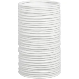 Torre & Tagus 901461 Geriffelte Keramikvase, zylindrisch, Größe M, Weiß