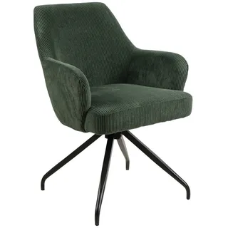 Livetastic Armlehnstuhl , Grün, Schwarz , Holz, Metall, Textil , Pappel , Sperrholz , Drehkreuz , 57x86x65 cm , Sitzfläche 360° drehbar , Esszimmer, Stühle, Polsterstühle
