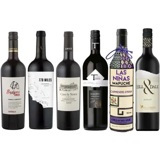 La Grande Vinothèque - Wein Probierpaket - Auswahl von 6 Rotweinen aus der Neuen Welt - Argentinien, Kalifornien, Chile, Australien, Südafrika (6 x 0,75L)