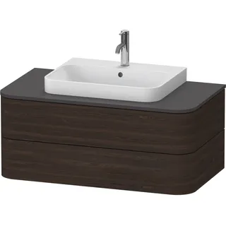 Duravit Happy D.2 Plus Konsolenwaschtischunterbau wandhängend, 1000x550 mm, 2 Schubkästen, für Aufsatzbecken, HP4971069690010, Farbe: Nussbaum gebürstet Echtholzfurnier mit Innenbeleuchtung