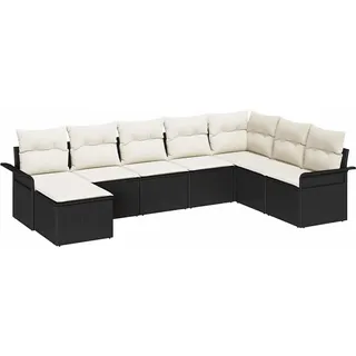 vidaXL Gartensofa-set mit Kissen 8 pcs Schwarz Poly-Rattan - Schwarz